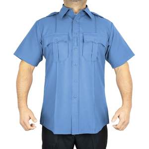 Wholesale First Class Men's 100% Polyester Short Sleeve 4 Hidden Pocket Zipper Uniform Shirt Breathable Fashion Workwear - Product Image 1