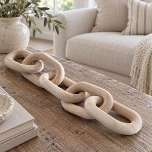 Escultura de Cadena de Eslabones de Madera Hecha a Mano, Adorno Moderno Abstracto para Mesa, Arte Geométrico Tallado en Madera para Decoración de Sala de Estar - Product Image 4