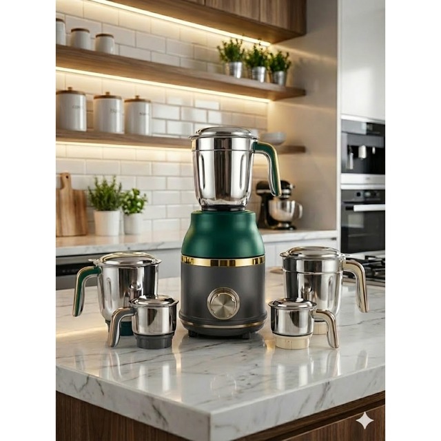 Electric Mixer Grinder with Stainless Steel Jars Powerful Motor Multipurpose Kitchen Grinding Machine for Home Use