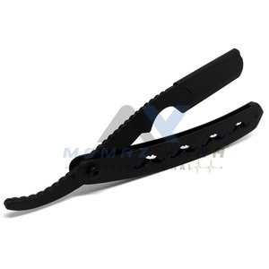 Rasoir à moustache professionnel en acier inoxydable, rasoir droit pliable avec support de lame à verrouillage pivotant pour hommes, rasoir à barbe - Product Image 1
