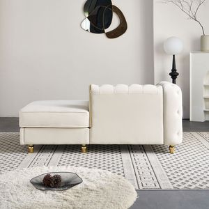 Chaise Longue in Velluto da 66,9 W, Arredamento Moderno di Lusso con Schienale Trapuntato e 2 Cuscini Decorativi per Soggiorno, Camera da Letto, Appartamento - Product Image 2