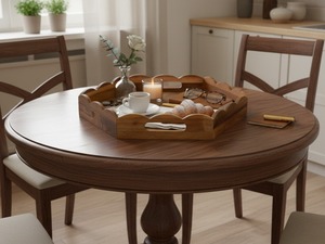 Bandeja de Servir Hexagonal de Madera de Acacia con Asas, Bandeja Decorativa de Madera para Mesa de Centro, Otomana y Desayuno - Product Image 5