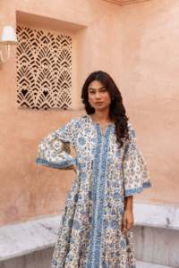 Floral Printed Eco-Friendly Maxi <b>Dress</b> Women <b>Loose</b> Fit O-Neck Boho Style Cotton Long Sleeve Tassel <b>Summer</b> Casual - Product Image 3