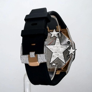 <b>Automatic</b> Luxury Sport Stainless Steel <b>Chronograph</b> Watch Crystal Mechanical Movement Fully Moissanite Bracelet Hip Hop Style - Product Image 3