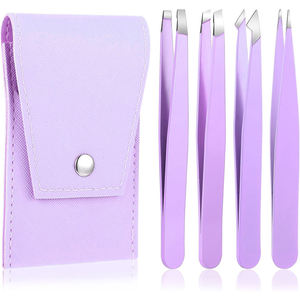 Ensemble de pinces à épiler professionnelles pour sourcils en acier inoxydable à pointe inclinée - Product Image 1