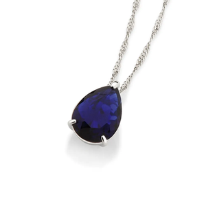 Classic Pear Cut Sapphire Solitaire Pendant Silver Plated Zinc Alloy Claw Setting Unisex Water Drop Charm Gift - Product Image 2