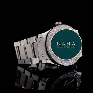 Reloj de Cuarzo Moissanite de Lujo RAHA, Correa de Acero Inoxidable, Caja de 42 mm, Cristal de Zafiro Analógico, Cierre Desplegable - Product Image 4
