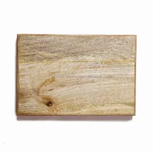 Bandeja de servicio de un solo nivel de madera de mango natural, estilo clásico rústico para cocina, sala de estar, baño y almacenamiento de bebidas - Product Image 4