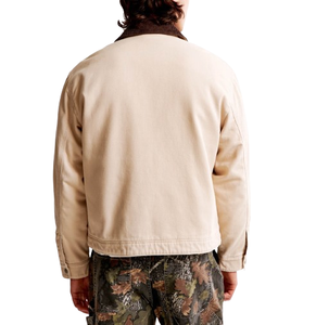 Veste en jean en toile de coton vintage épaisse et lavée, broderie personnalisée OEM, pour homme, style workwear. - Product Image 2