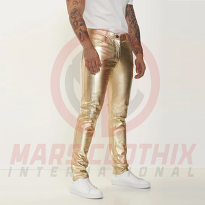 Pantalon en cuir pour homme style hip-hop, taille haute, coupe droite, style décontracté, avec poches - Product Image 4