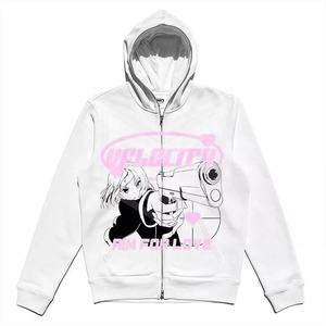 2024 <b>Y2K</b> Streetwear Men's Full Face <b>Zip</b> <b>Hoodie</b> 100% Cotton Fleece Custom Puff Printing Fall/Winter Spring Collection - Product Image 2