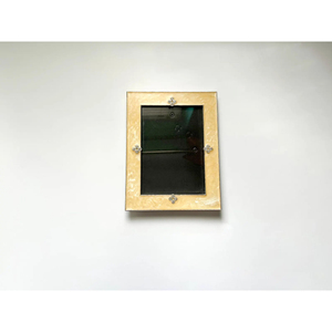 Modern Style <b>Metal</b> & Resin Photo <b>Frame</b> Tabletop Shiny Yellow Finish Rectangle Shape Home Living Room Decorative <b>Frame</b> For Table - Product Image 1