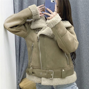 Unisex <b>Black</b> PU Leather Varsity <b>Jacket</b> <b>Faux</b> <b>Fur</b> Lining Zipper Closure Slim Fit Winter Moto Style Short Length Reversible Front - Product Image 5