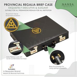 Maletín Rígido para Mandil Provincial Masónico, Imitación Cuero Negro, Cierre Dorado, 5 Compartimentos, Capítulo Arco Real - Product Image 6