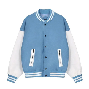 Blouson universitaire vintage en jean respirant pour homme, col montant, avec logo frontal, collection hiver 2025 – Vente en gros, haute qualité, personnalisable - Product Image 4
