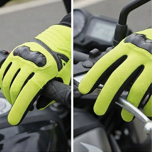 Gants de moto couleur néon, prix de gros, taille personnalisée, équipement de protection des mains en cuir et tissu, gants de scooter et de moto - Product Image 5