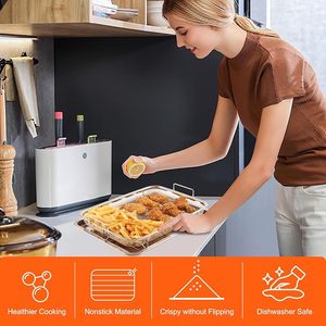 Panier en treillis métallique en acier inoxydable avec poignées, réutilisable, résistant au four, pour friture et refroidissement - Product Image 2