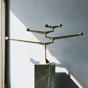 Modern Style <b>Black</b> 5 Cup Metal <b>Candelabra</b> Durable Cast Iron Stylish Multi Arm Design Powder Coating Finish For Home Decoration - Product Image 6