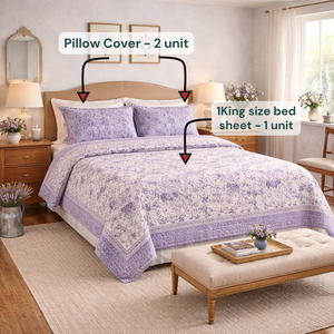 Drap de lit en coton Jaipur taille King, imprimé à la main, respirant, doux pour la peau, durable, écologique, motif floral, pour la maison et l'hôpital - Product Image 5