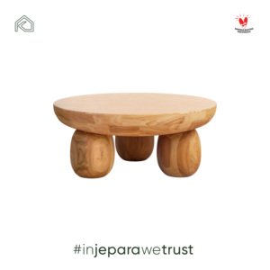 Mid-Century <b>Round</b> Solid Teak Coffee <b>Table</b> Handmade Jepara Wood Organic Living Room Furniture Natural Accent <b>Table</b> for Cozy - Product Image 5