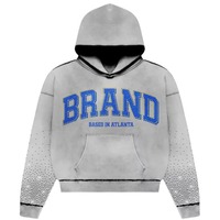 Sweat à capuche pour homme, style streetwear, avec strass brillants et broderies diamant, en molleton 100% coton écologique, coupe classique avec poche