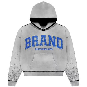Sudadera con Capucha para Hombre, Estilo Urbano, Brillante, con Pedrería y Diamantes Bordados, Ecológica, 100% Algodón, Felpa Francesa, con Bolsillo, Corte Regular - Product Image 3