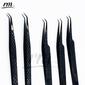 RMI Best Selling Russian Volume Titanium Black Plasma Color Eyelash Tweezers Solid Stainless Steel 90 Degree <b>Boot</b> Lash Tweezers - Product Image 5