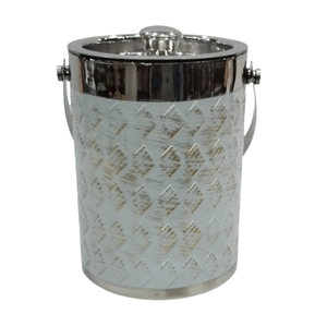 Premium Galvanized Metal Ice <b>Bucket</b> Wholesale | <b>White</b> Diamond Embossed Champagne Cooler | Insulated Portable Barware with Lid - Product Image 1