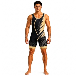 Singlet de Lucha Libre para Hombre, Sublimado, Ajustado, de Spandex y Poliéster, Elástico, Ligero, de Secado Rápido y Transpirable, Talla Adulto - Product Image 1