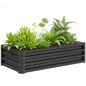 Fioriera Rialzata in Metallo Zincato 4FT X 2FT X 1FT Grigia per Coltivare Verdure, Fiori, Erbe e Piante Succulente - Product Image 1