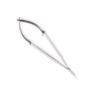 Micro-ciseaux Castroviejo à manche plat, courbés/droits, longueur 18 cm/7 po, tranchants, en acier inoxydable, pour usage ophtalmique - Product Image 6