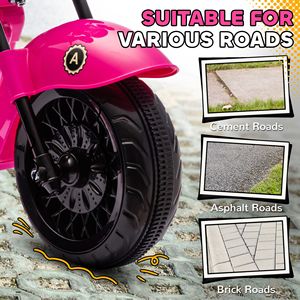 Moto Elettrica Rosa a 3 Ruote 6V per Bambini, Giocattolo a Batteria con Fari e Musica, Funzioni Avanti e Indietro - Product Image 5