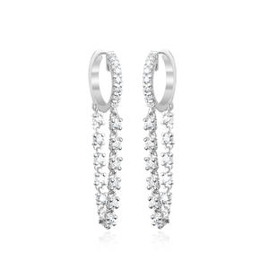 Boucles d'oreilles créoles pendantes en diamant de laboratoire rond, couleur DEF, clarté VS VVS, en or massif 10K 14K, boucles d'oreilles créoles minimalistes fines en diamant - Product Image 5