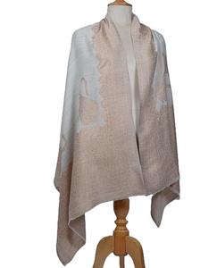 Châle en cachemire et laine fine VIC pour femme, motif cachemire taupe, élégant, finition brillante, idéal pour l'hiver et le quotidien - Product Image 1
