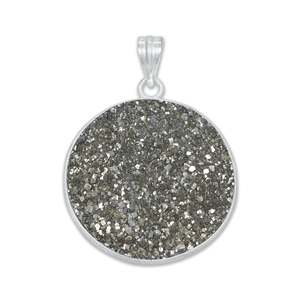 Colgante de pirita drusa para niñas, regalo de Navidad, collar con colgante, joyería de piedras preciosas de pirita, joyería de boda para damas de honor - Product Image 3