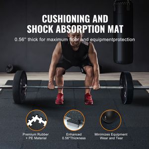 Tapis de sol de gym épais de 0,56 pouce, 25 dalles, revêtement en caoutchouc, mousse EVA, 25 po x 25 po, revêtement de sol protecteur, couverture de 100 pieds carrés - Product Image 4