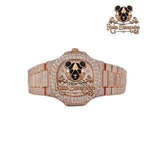 Montre en diamant moissanite de qualité supérieure pour homme, montre-bracelet de luxe tendance avec boîtier en acier inoxydable et bracelet réglable - Product Image 1