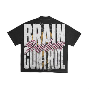 Custom Your Brand Logo <b>Men's</b> Black Punk <b>Skull</b> Print T-<b>Shirt</b> Short Sleeve Regular Fit 100% Cotton Jersey Brain Control Print - Product Image 6