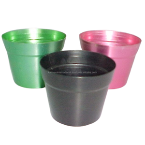 Pots de fleurs et jardinières classiques circulaires en néon, écologiques, durables, légers, pour le sol et le bureau, organisateurs, poignées, trou de drainage - Product Image 1