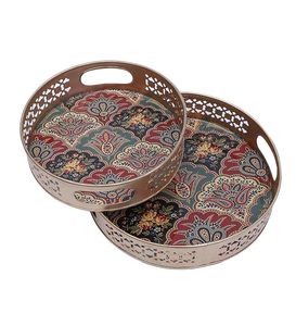 En gros, ensemble de plateaux et pots en corne Pichwai, faits main, au toucher réel, motif animalier indien, pour cadeau de remerciement - Product Image 1