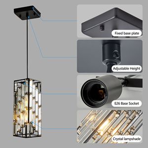 Moderna confezione da 3 pezzi luce pendente in cristallo nero per sala da pranzo da cucina a isola lampadari a soffitto - Product Image 6