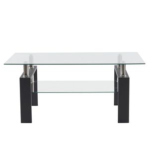 Tavolino da Caffè a Due Livelli in Vetro Temperato a Forma di Arco, Tavolino Circolare Mobile per Soggiorno, Decorazione d'Arredo - Product Image 2
