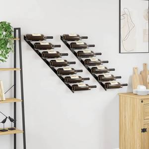 Moderno Soporte de Pared para Botellas de Vino en Ángulo, Organizador de Almacenamiento con Acabado Negro, Estante Colgante de Estilo Industrial con Capacidad para 7 Botellas - Product Image 6