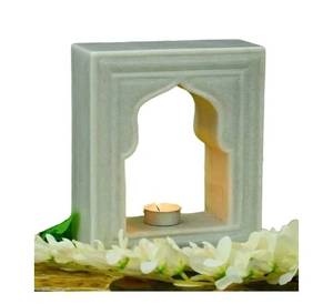 Sophisticated Home Decor Elegant <b>White</b> Marble Polished Lamp and Candle Holders Durable Timeless Modern Classic Design Best Price - Product Image 2