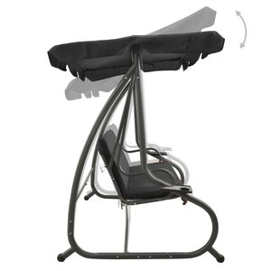 Panca a dondolo in tessuto PVC antracite con telaio in acciaio verniciato a polvere per patio - Product Image 5