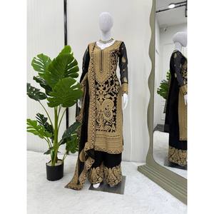 Haut et bas de soirée de créateur avec Dupatta Taille 2XL - Product Image 4