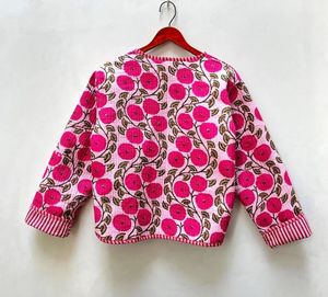 Block Printed Cotton Quilted Reversible Eco-Friendly Bomber <b>Jacket</b> Handmade Boho Coat - Product Image 5