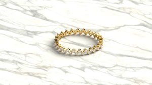 Anillo de Diamantes de Eternidad Completa en Zigzag de Oro de 18K de Lujo para Mujer, Anillo de Boda con Corte Redondo Escalonado, Anillo Apilable para Regalo de Aniversario - Product Image 3