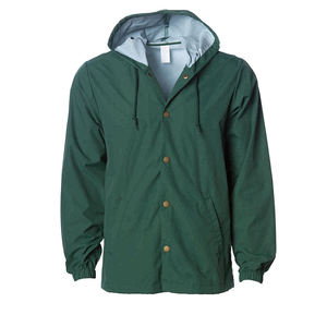 Chaqueta Impermeable con Capucha Unisex Verde Oliva con Botones Morados, Abrigo de Poliéster Resistente al Agua para Adultos, Ropa de Exterior para Todas las Estaciones - Product Image 3