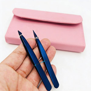 Purple Plasma Stainless Steel Brow Cosmetic Tweezers Scissor Set Customized Hair Plucking Beauty <b>Tools</b> Pink <b>Leather</b> Pouch Logo - Product Image 2